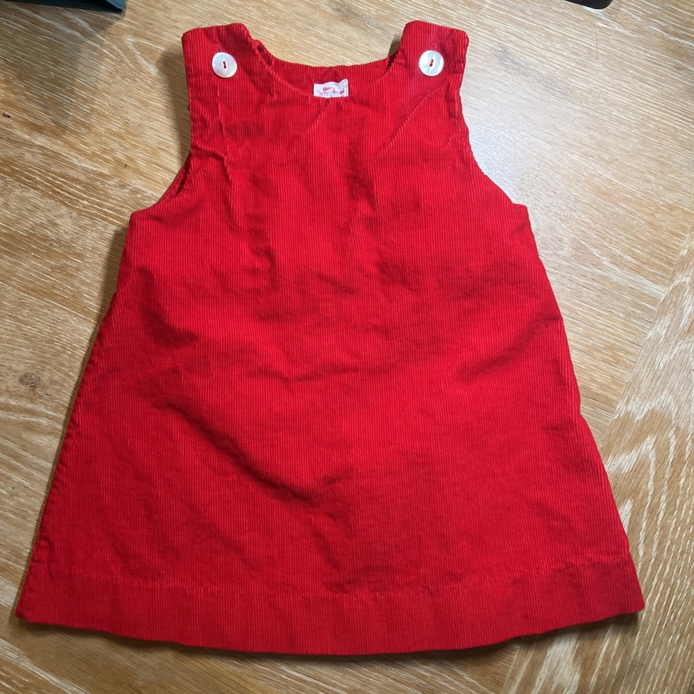 Vintage 80s Buster Brown Red Corduroy Pinafore Jumper Holiday Dress‎ Sz 5